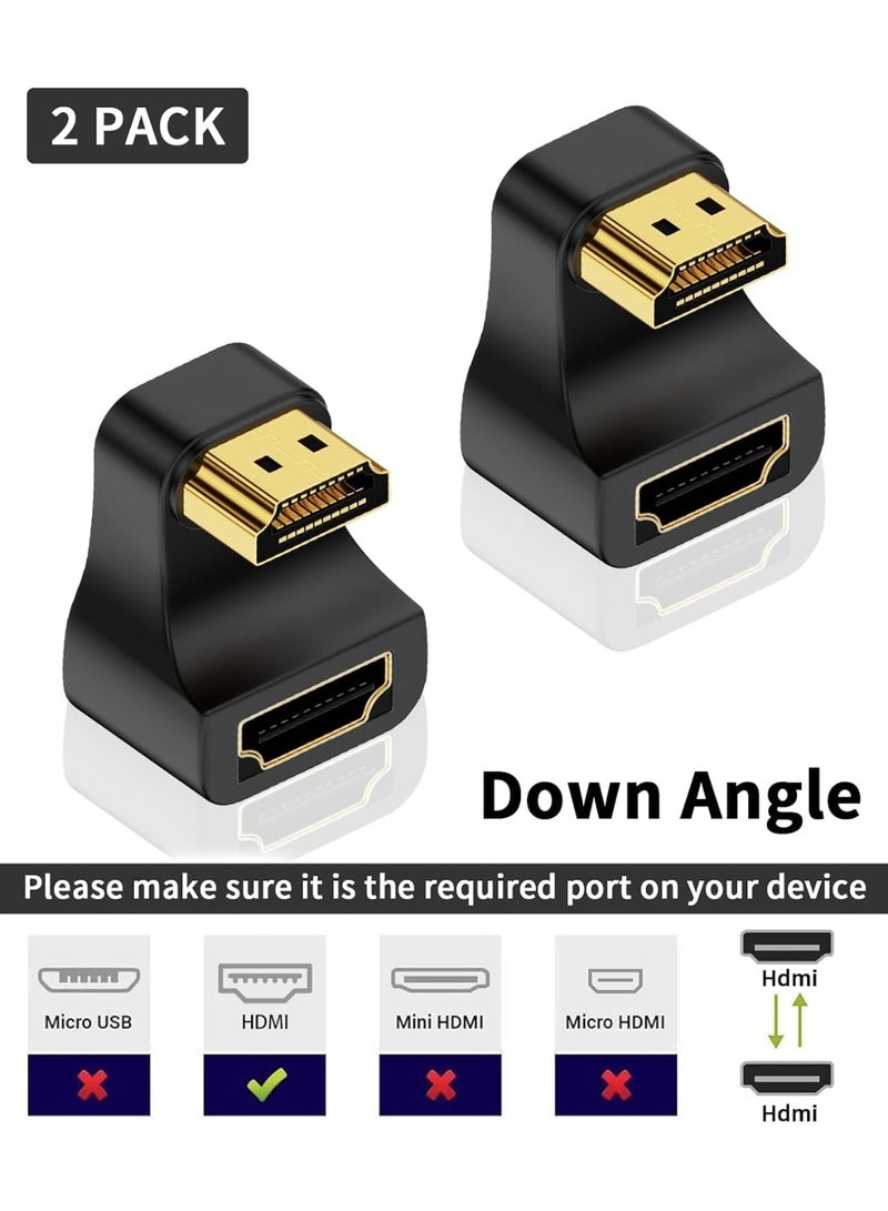 YelaJoy 2 Pack 8K HDMI 180 Degree Adapter, Down Angle HDMI 2.1 Male to Female Adapter, U Shaped, 48Gbps Extender with LED Indicator for Laptop - Image 2